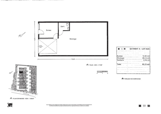 A22 - Local d'activité de 83 m² - SPI PARC DUMAINE